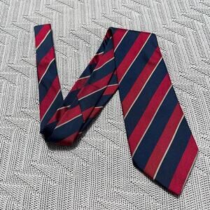 Fendi red and navy striped Italian silk tie